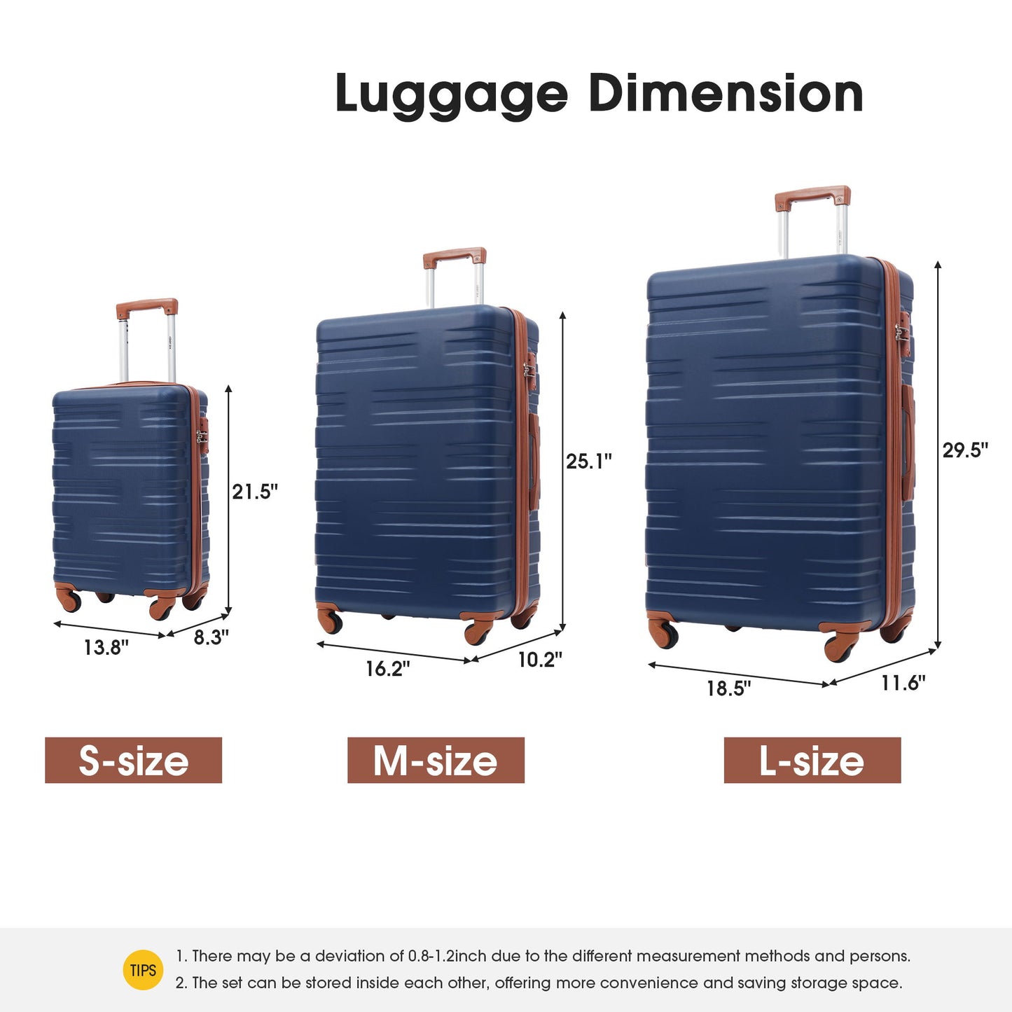 Hardshell Luggage Sets 3 Pieces Spinner Suitcase With Tsa Lock Lightweight 20" 24" 28"