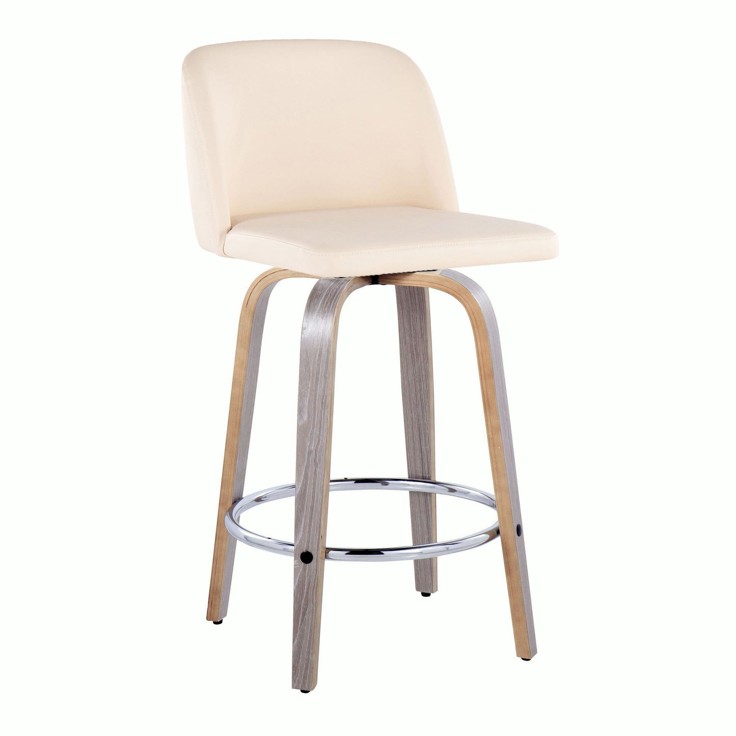 Toriano - Contemporary Fixed Height Counter Stool With Swivel & Round Footrest Modern Design (Set of 2)