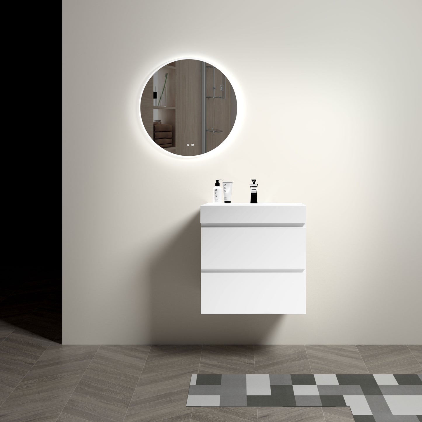 Alice - Bathroom Vanity With Large Storage, Sink Wall Mounted Floating Bathroom Vanity For Modern Bathroom, One-Piece Sink Basin Without Drain And Faucet