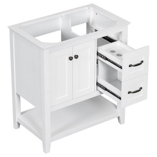 Bathroom Vanity Without Sink Top, Cabinet Base Only, Vanity With Multi-Functional Drawer - White