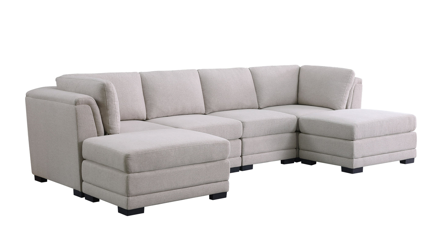 Kristin - Linen Fabric Reversible Sectional Sofa