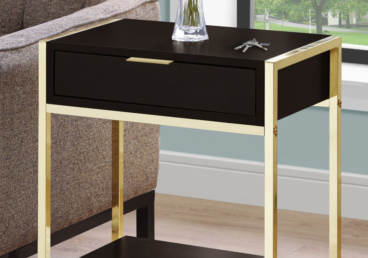 Accent Side Table, Storage Drawer, Spacious Tabletop