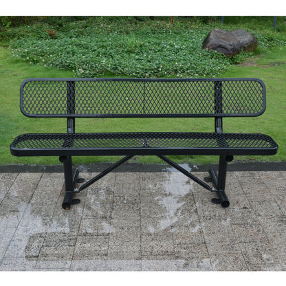 6' Outdoor Steel Bench With Backrest