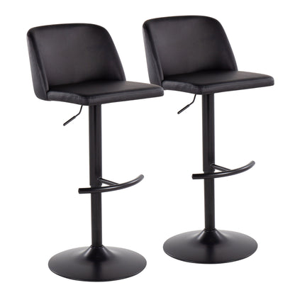 Toriano - Contemporary Adjustable Bar Stool With Rounded T Footrest (Set of 2)