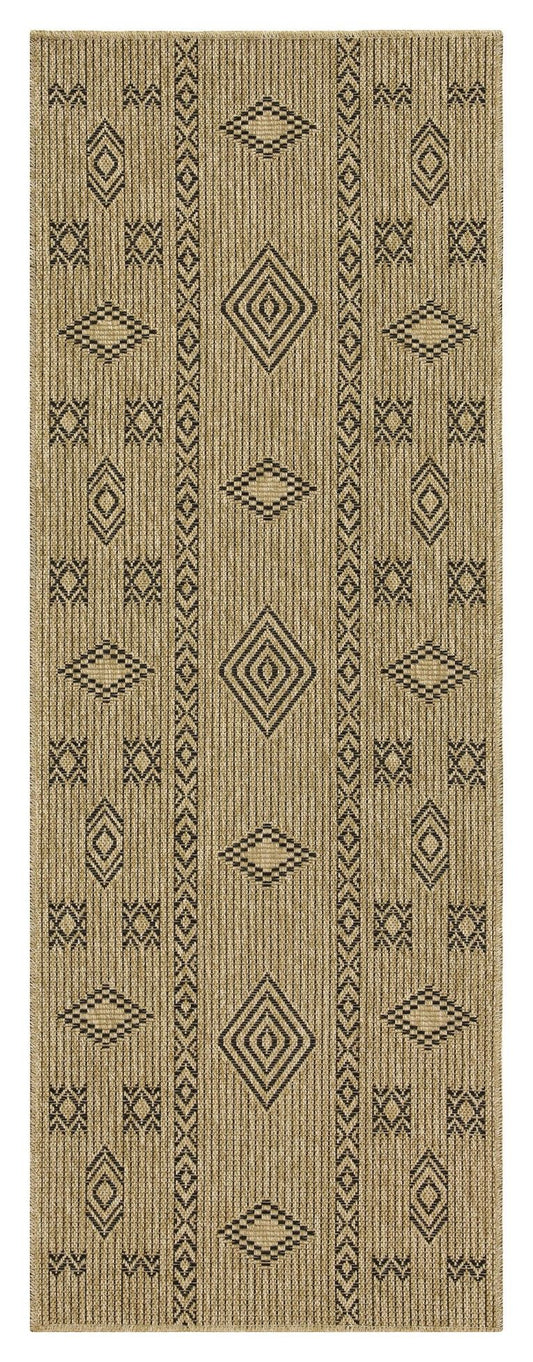 Earth - 2'7" X 7'3" Indoor, Outdoor Area Rug - Jute / Black