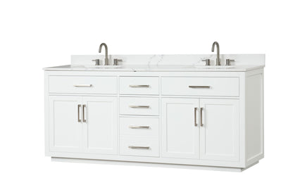 Bathroom Vanity With Double Sink, Freestanding Modern Bathroom Vanity With Soft - Close Cabinet And 3 Drawers, Solid Wood Bathroom Storage Cabinet With Quartz Countertop