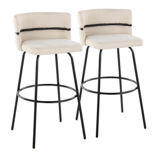 Cinch - Glam / Art Deco Fixed Height Barstool With Swivel & Round Footrest (Set of 2)