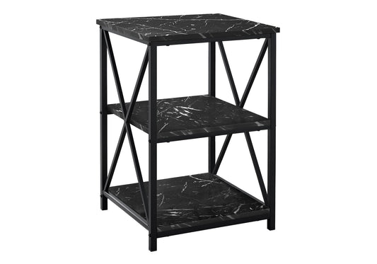 3 Tier Accent Table, Side Marble Look Contemporary & Modern