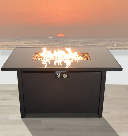 Rectangle Fire Pit, Fuel Versatility - Black