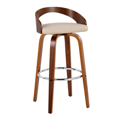 Grotto - Contemporary Fixed Height Barstool With Swivel With Round Footrest (Set of 2)