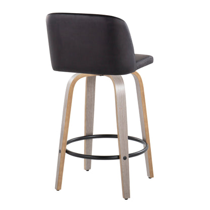 Toriano - Contemporary Fixed Height Counter Stool With Swivel & Round Footrest (Set of 2)