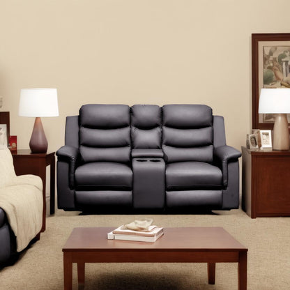 2 Seat Reclining Loveseat With Middle Console Slipcover, Stretch Loveseat Reclining Sofa Covers - Black