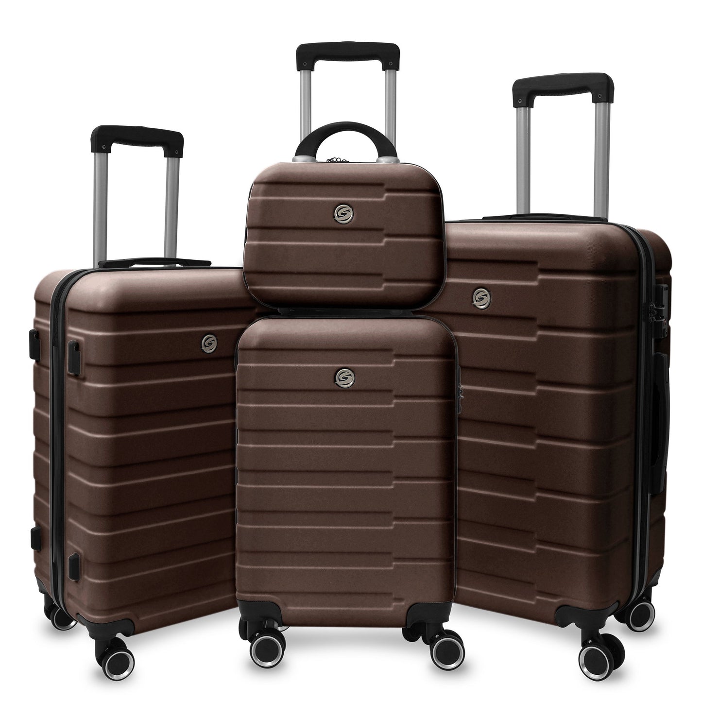 4 Piece Hard Shell Luggage Set, Carry On Suitcase With Spinner Wheels, Family Luggage Set