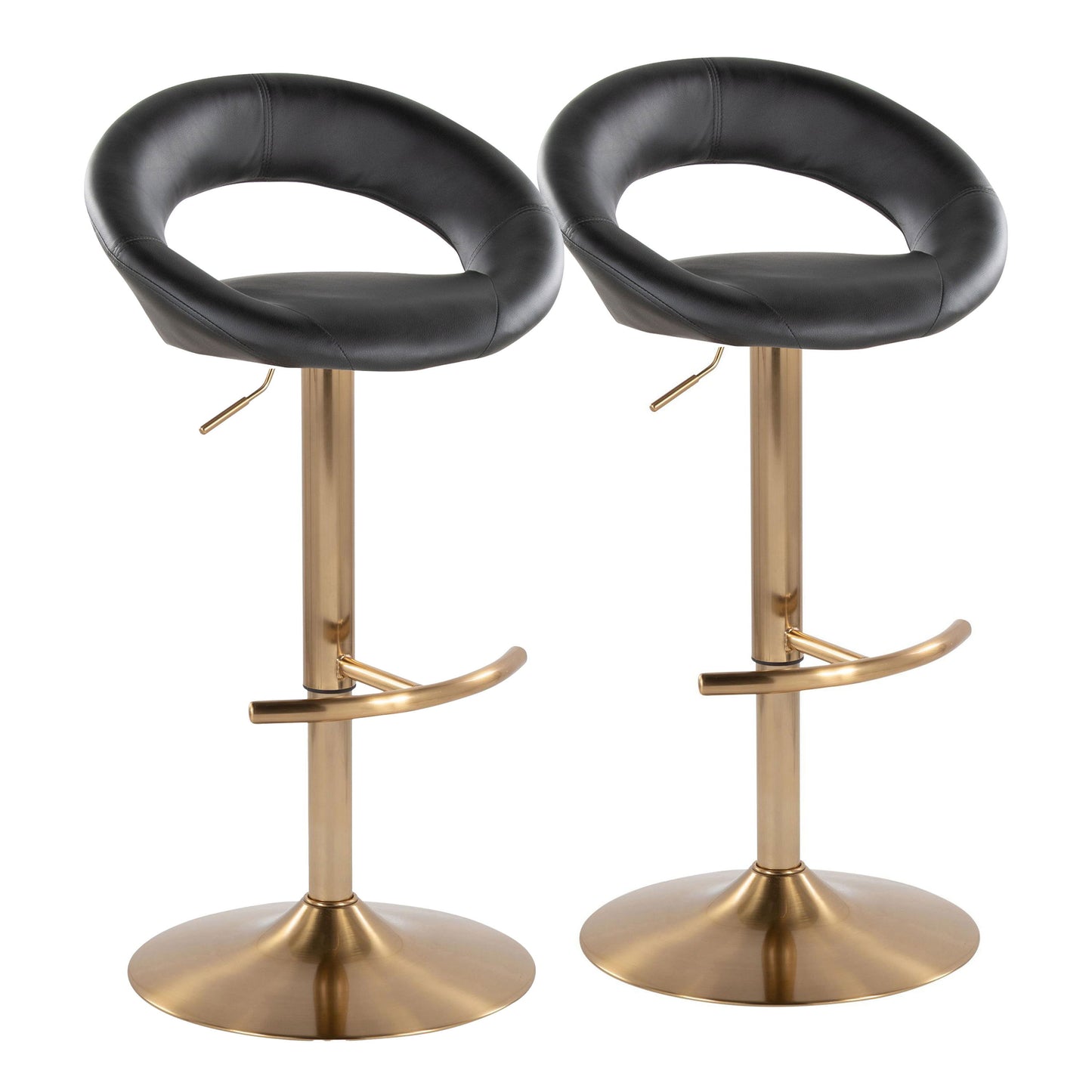 Posh - Contemporary / Glam Adjustable Barstool With Swivel With Rounded T Footrest (Set of 2)