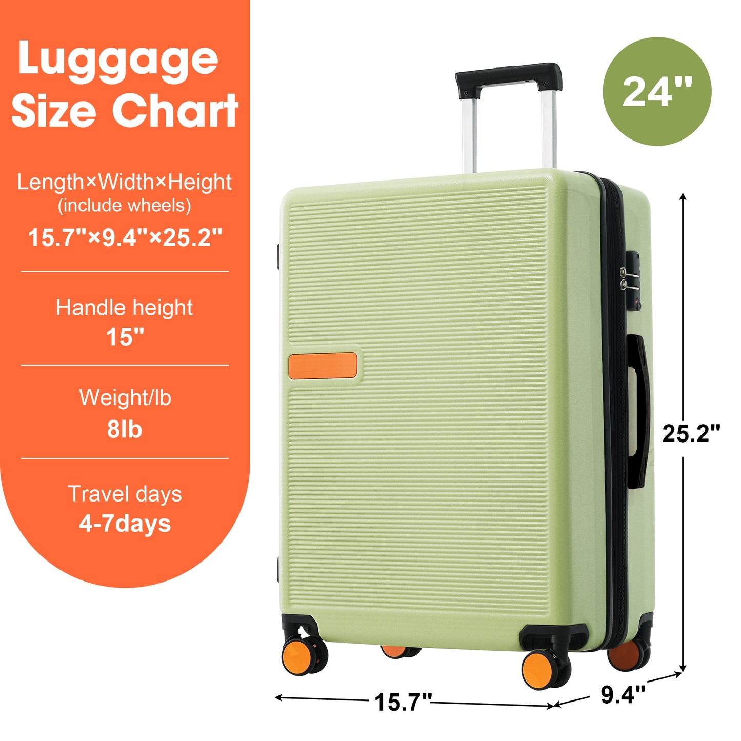 Contrast Color Hardshell Luggage 24" Expandable Spinner Suitcase With Tsa Lock Lightweight