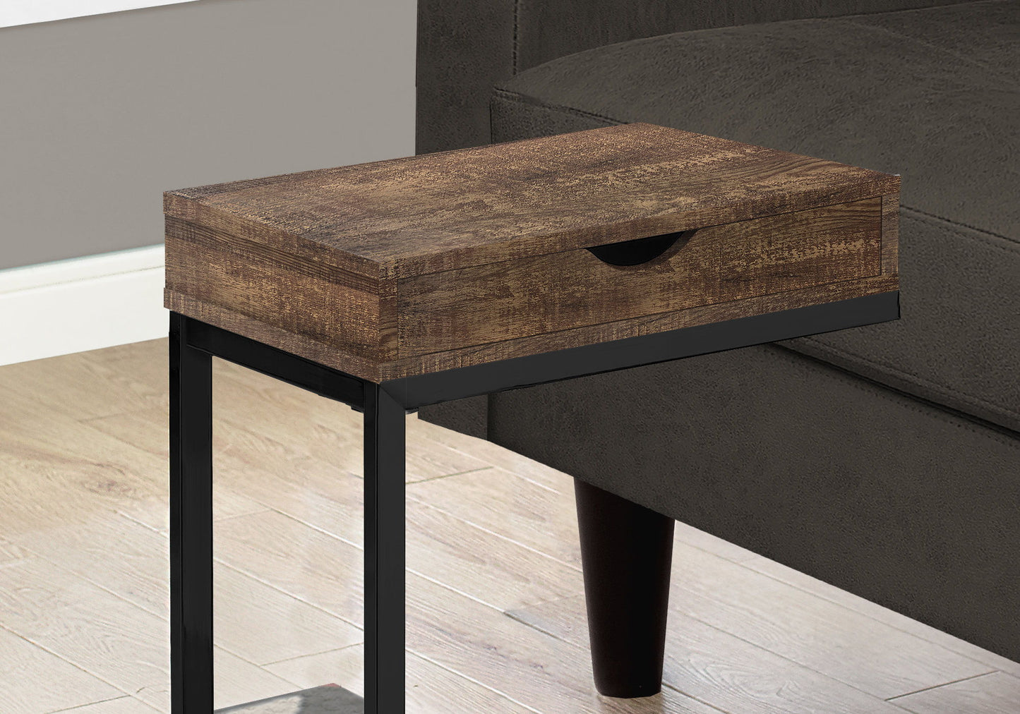 Accent Table, C - Shaped, Modern - Brown