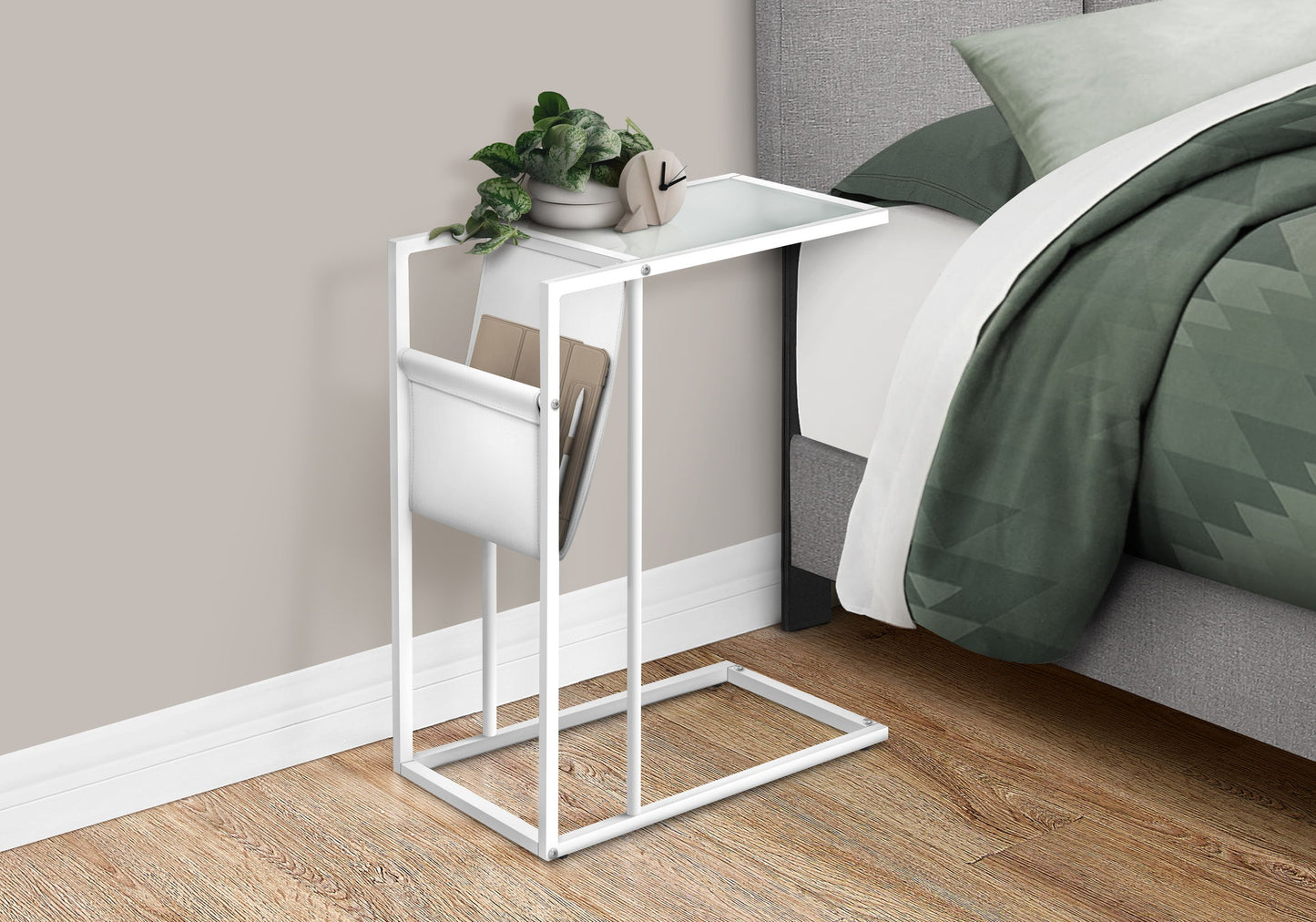 Accent Table, C - Shaped, Contemporary And Modern - White