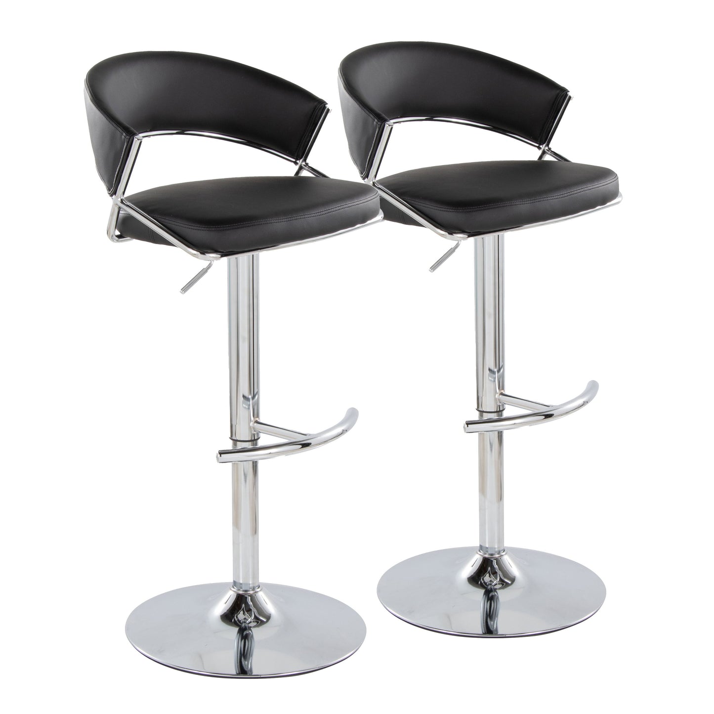 Jie - Contemporary Adjustable Barstool With Swivel & Rounded T Footrest (Set of 2)