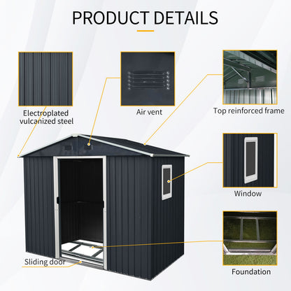 88.98" Outdoor Metal Storage Shed With Window