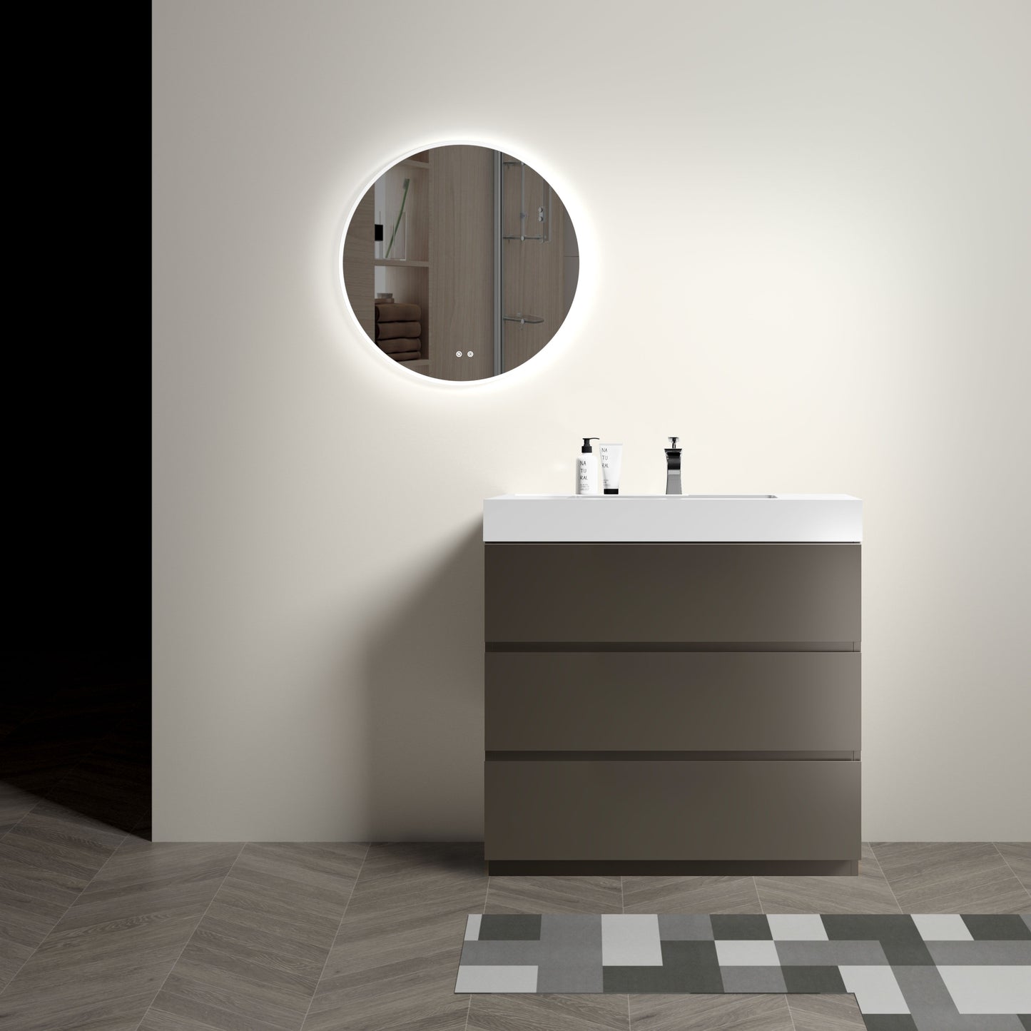 Alice - Bathroom Vanity With Sink, Large Storage Freestanding Bathroom Vanity For Modern Bathroom, One-Piece Sink Basin Without Drain And Faucet