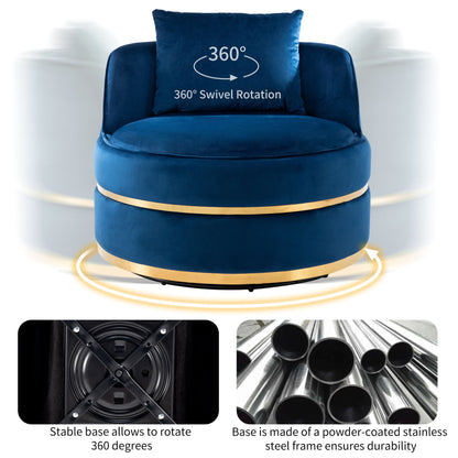 360° Swivel Accent Chair Velvet Modern Upholstered Barrel Chair Over-Sized Soft Chair With Seat Cushion For Living Room