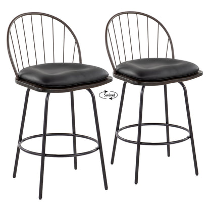 Riley - Claire Farmhouse Fixed Height Counter Stool With Swivel With Round Footrest (Set of 2)