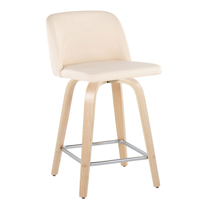 Toriano - Contemporary Fixed Height Counter Stool With Swivel With Square Footrest (Set of 2)