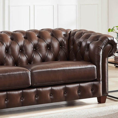 Versailles - Leather Sofa - Caramel