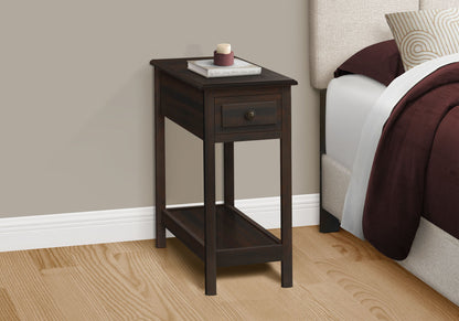 Accent End Table, 2 Tier, Storage Drawer, Transitional - Walnut