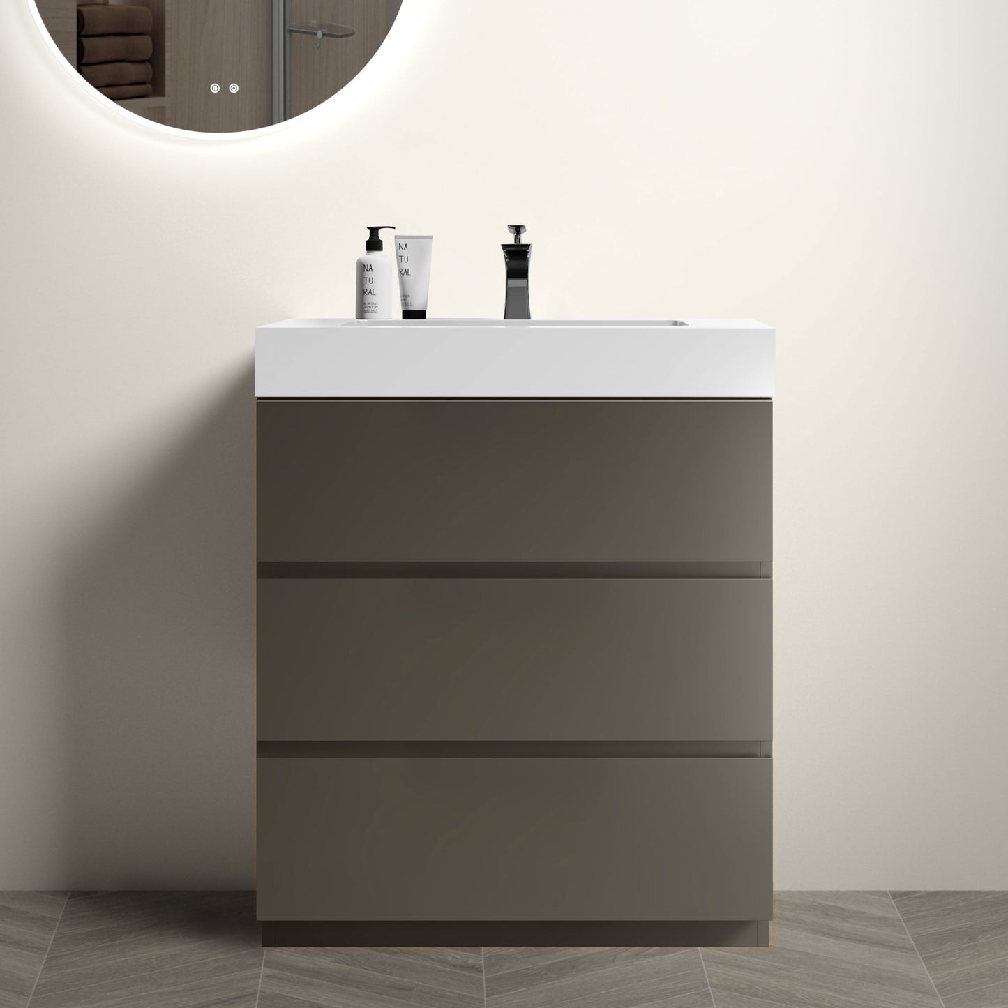 Alice - Bathroom Vanity With Sink, Large Storage Freestanding Bathroom Vanity For Modern Bathroom, One-Piece Sink Basin Without Drain And Faucet