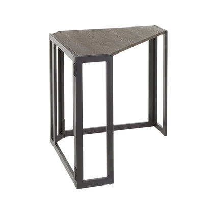 Roman - Industrial Corner Desk - Black / Espresso