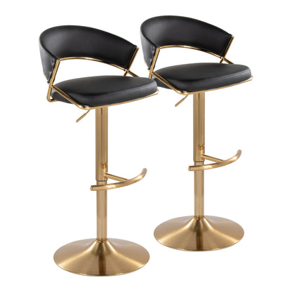 Jie - Contemporary Adjustable Barstool With Swivel With Rounded T Footrest (Set of 2)