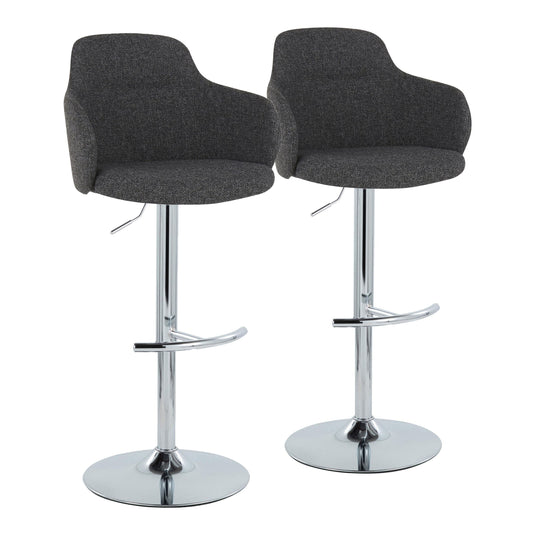 Boyne - Contemporary Adjustable Barstool With Swivel & Rounded T Footrest (Set of 2)