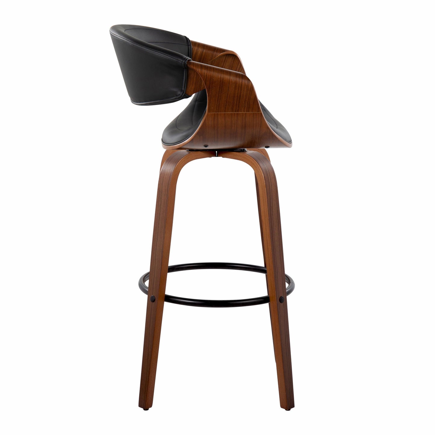 Symphony - Mid Century Modern Fixed Height Barstool With Swivel And Round Footrest (Set of 2)