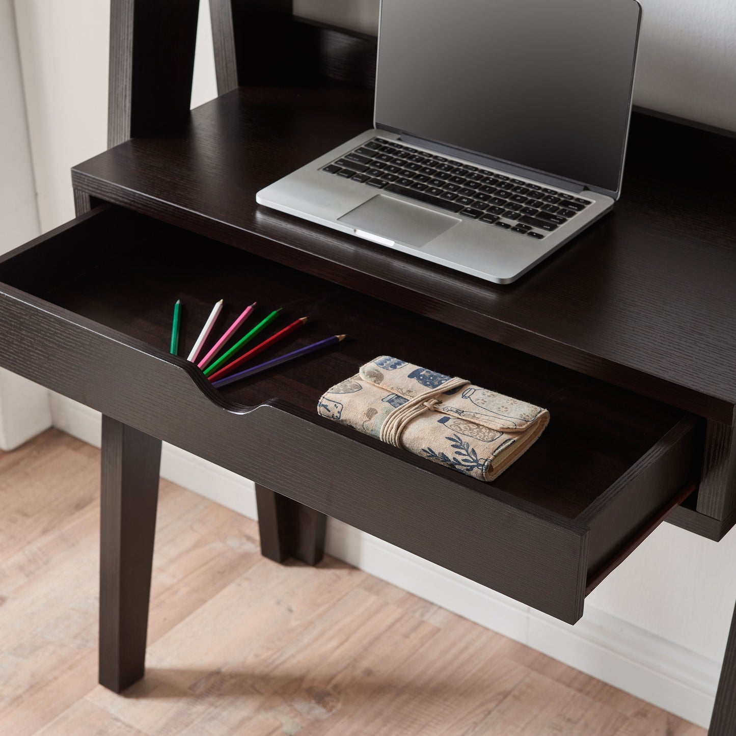 Ladder Desk Two Tone, Home Office Study Desk With Drawer And Two Shelves