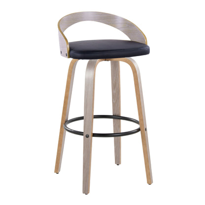 Grotto - Contemporary Fixed Height Barstool With Swivel With Round Footrest (Set of 2)