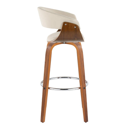 Vintage Mod - Mid Century Modern Fixed Height Barstool With Swivel With Round Footrest (Set of 2)