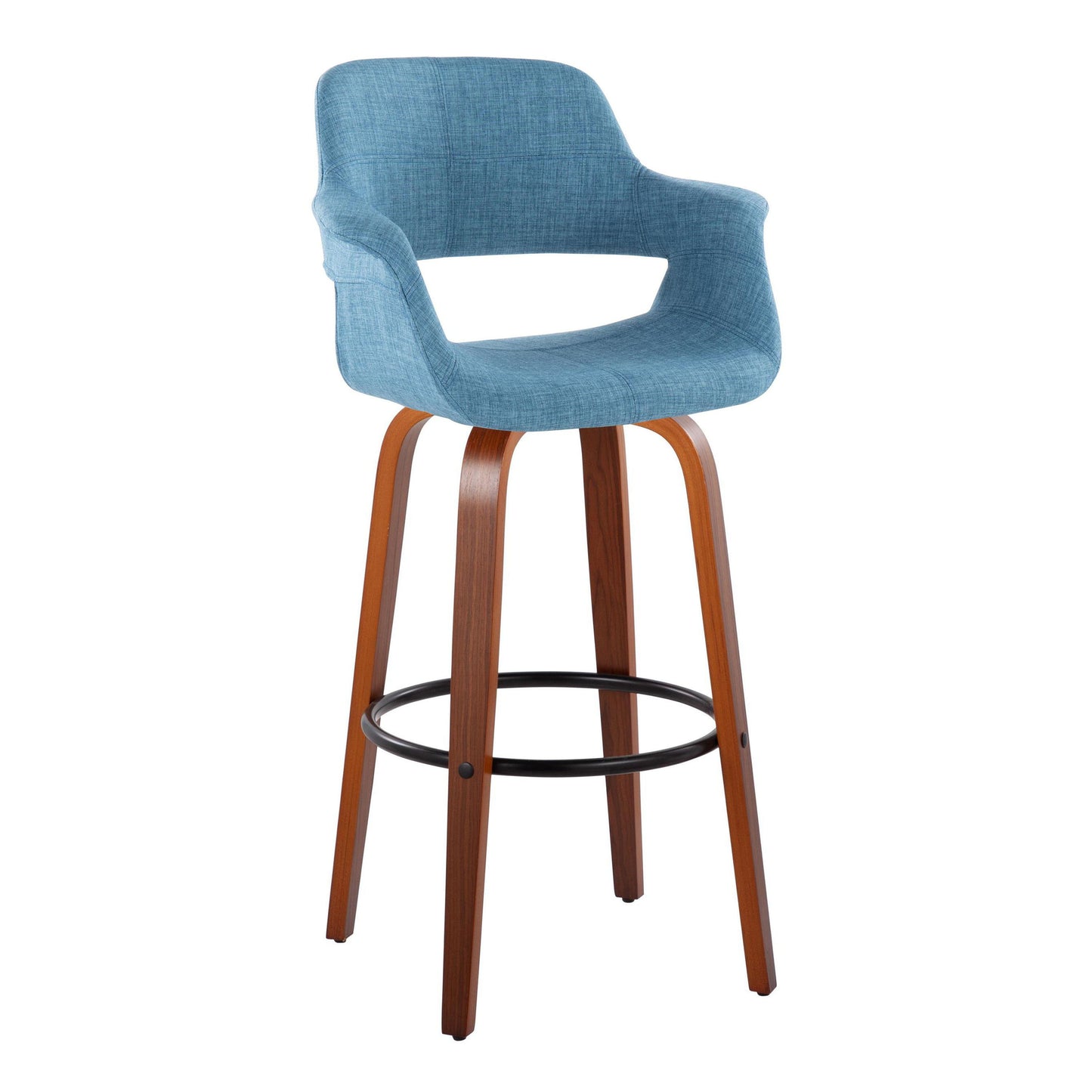 Vintage Flair - Mid Century Modern Fixed Height Barstool With Swivel With Round Footrest (Set of 2)