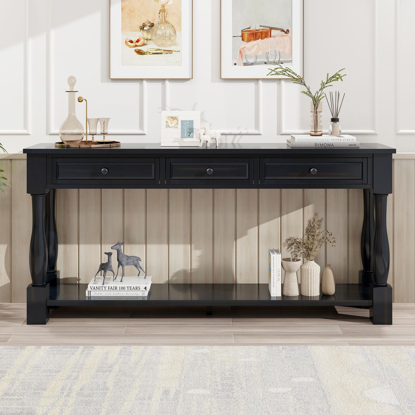 Console Table Long Console Table With Drawers And Shelf For Entryway, Hallway, Living Room