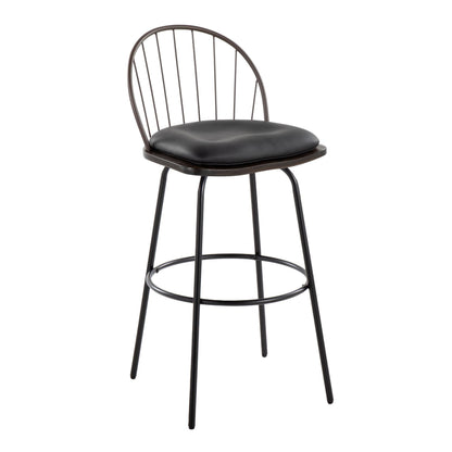 Riley - Claire Farmhouse Fixed Height Barstool With Swivel With Round Footrest (Set of 2)