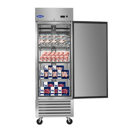 Commercial Freezer 23 Cu.Ft With 1 Solid Door Reach-In Freezers Stainless Steel Etl Approved Upright Freeze Storage - Silver