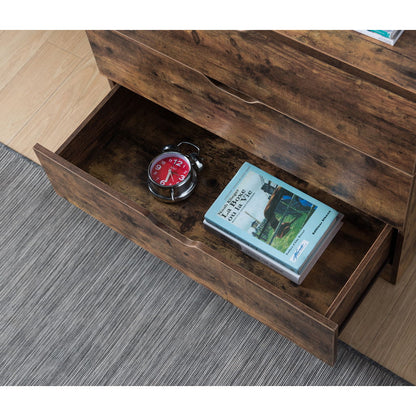 5 Drawer Bedroom Chest Dresser, Distressed Wood Cabinet