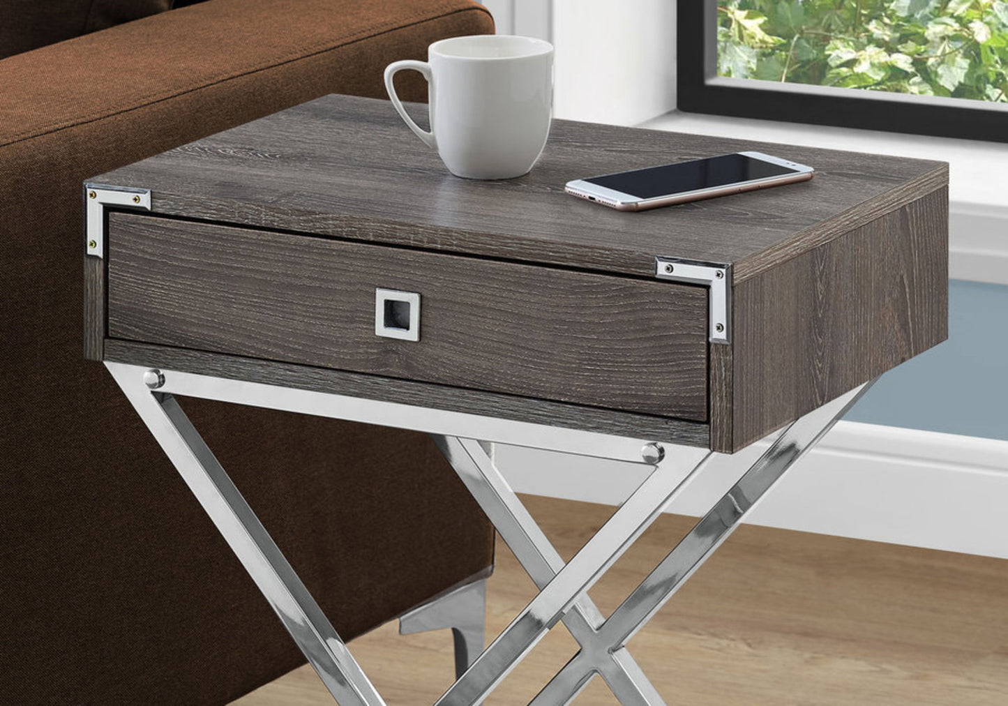 Accent Side Table, Storage Drawer, Stylish Design Contemporary & Modern