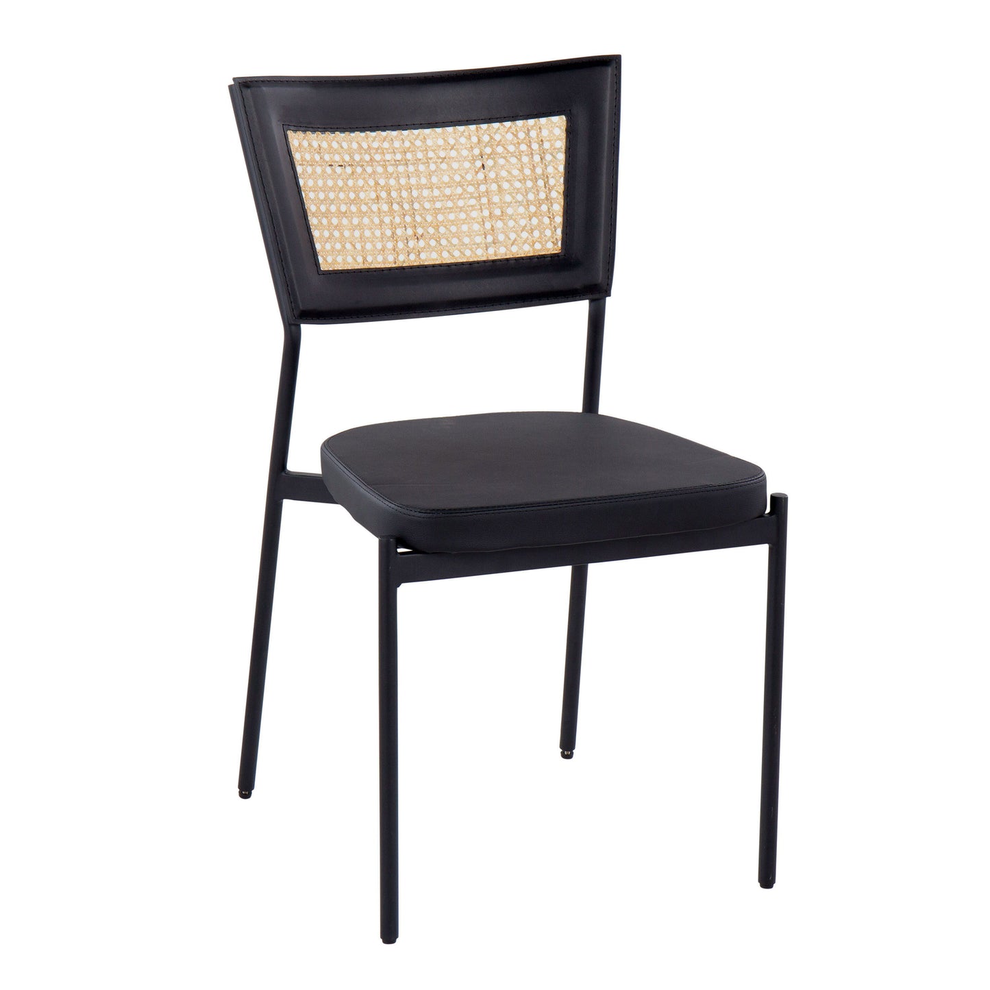 Tania - Contemporary Dining Chair (Set of 2) - Black / Rattan Back