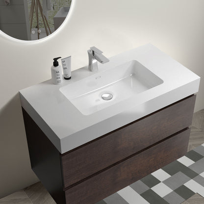 Alice - Bathroom Vanity Wall Mounted With Sink, Large Storage Floating Bathroom Vanity For Modern Bathroom, One-Piece Sink Basin Without Drain And Faucet