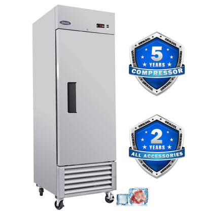 Commercial Freezer 23 Cu.Ft With 1 Solid Door Reach-In Freezers Stainless Steel Etl Approved Upright Freeze Storage - Silver