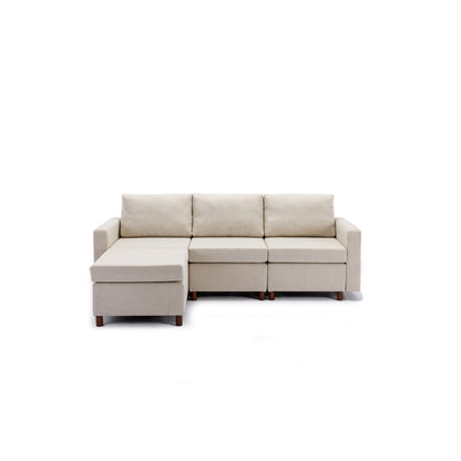 3 Seat Module Sectional Sofa Couch With 1 Ottoman For Living Room, Seat Cushion And Back Cushion Non-Removable And Non-Washable