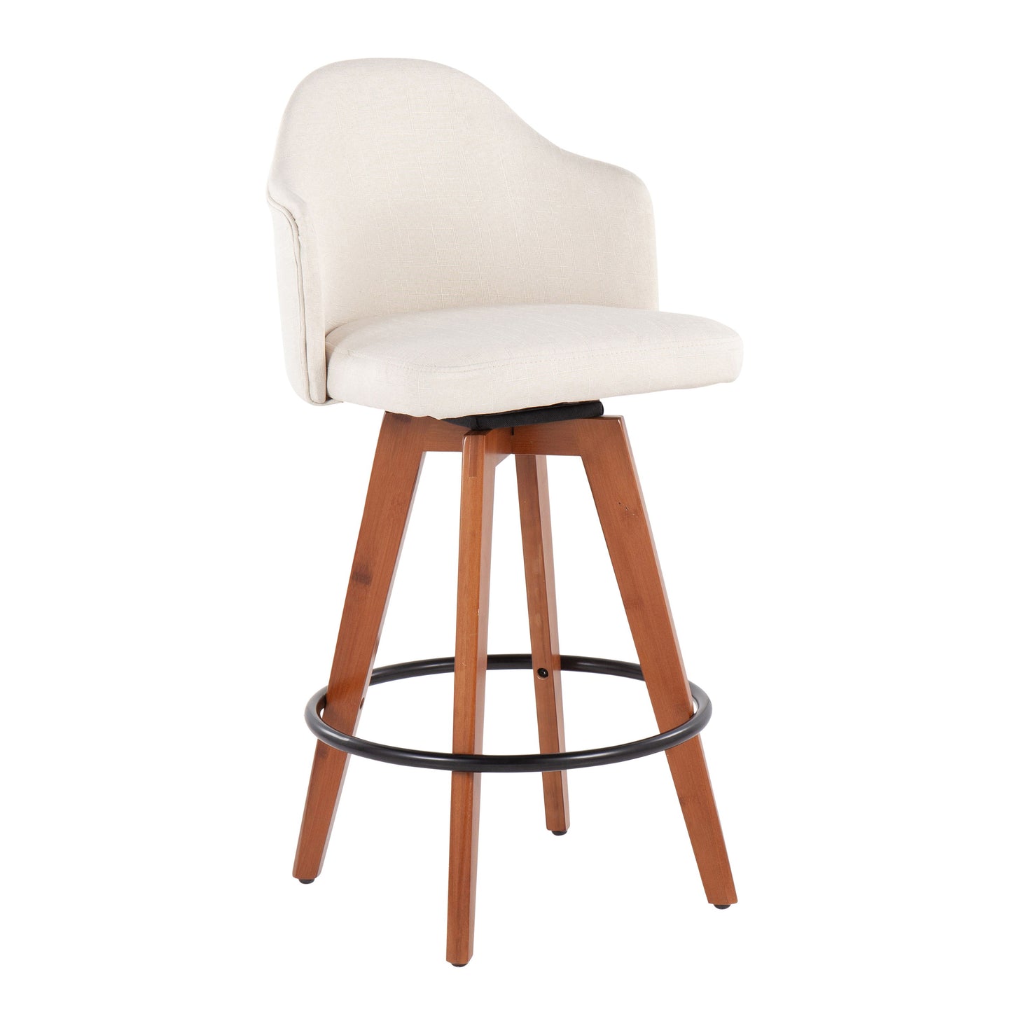 Ahoy - Contemporary Fixed Height Counter Stool With Bamboo Round Footrest (Set of 2)