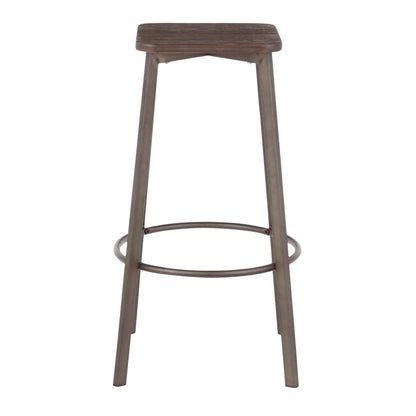 Clara - Industrial Square Barstool (Set of 2) - Espresso