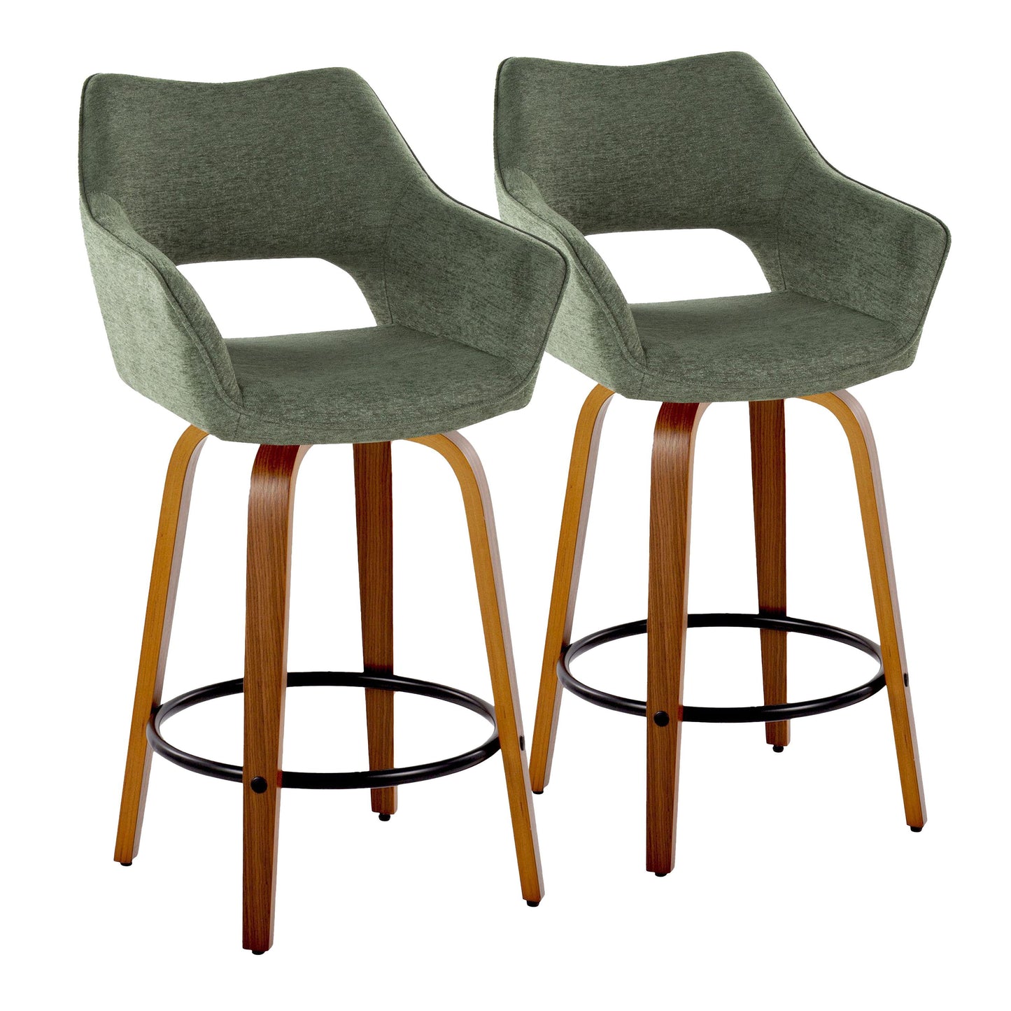 Mustang - Contemporary Fixed Height Counter Stool With Swivel With Round Footrest (Set of 2)